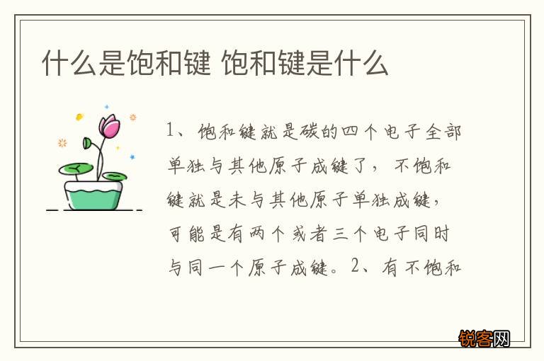 什么是饱和键 饱和键是什么