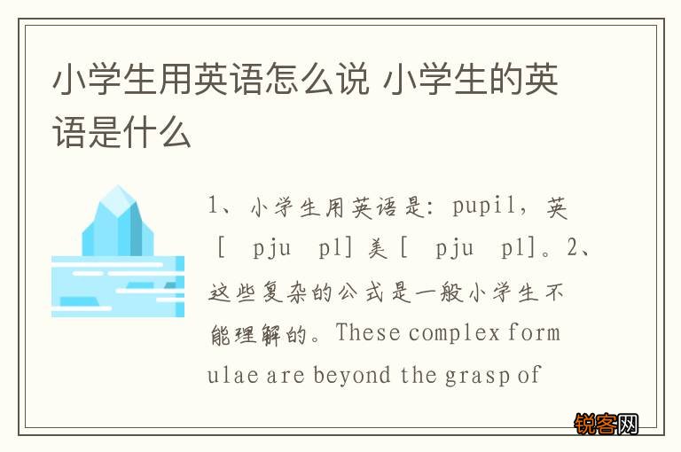 小学生用英语怎么说 小学生的英语是什么