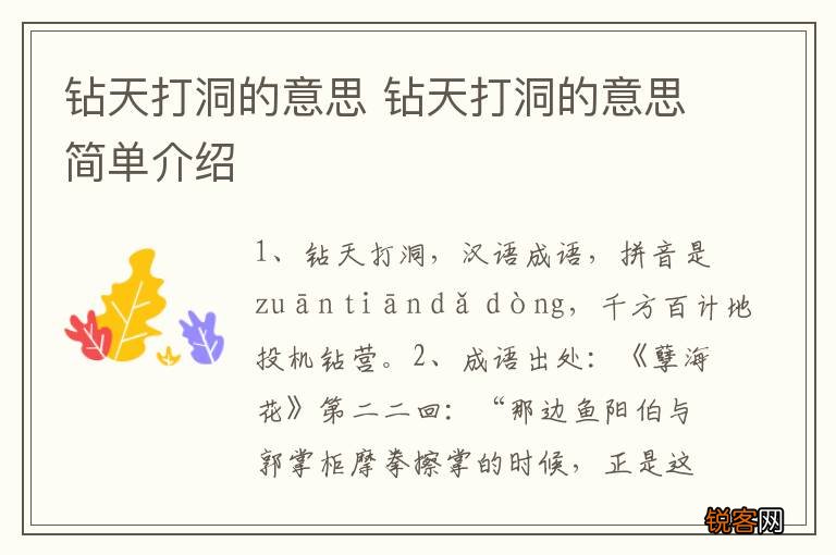 钻天打洞的意思 钻天打洞的意思简单介绍