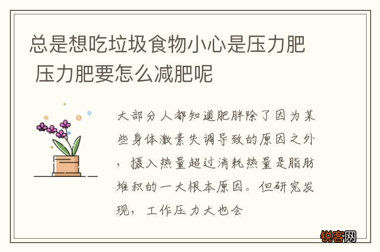 总是想吃垃圾食物小心是压力肥 压力肥要怎么减肥呢