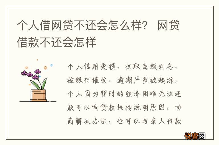 个人借网贷不还会怎么样？ 网贷借款不还会怎样