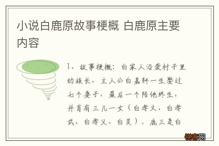 小说白鹿原故事梗概 白鹿原主要内容