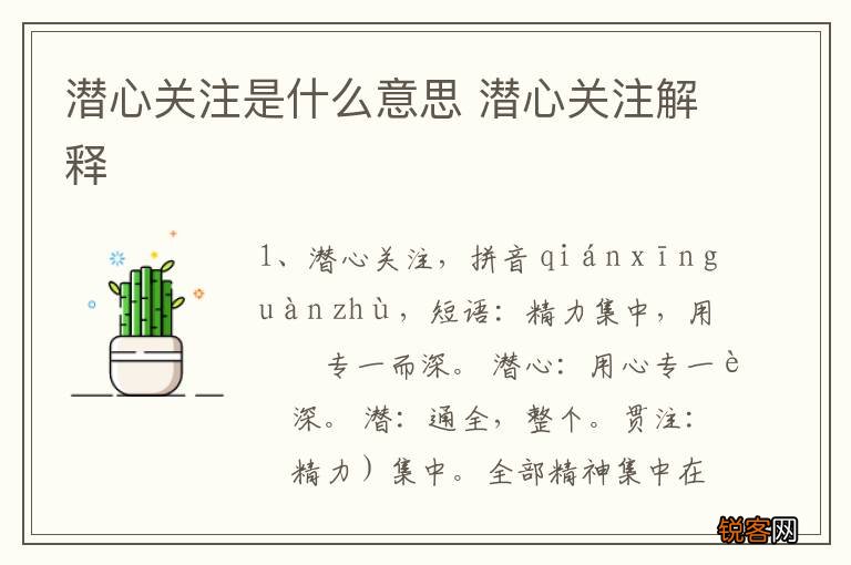 潜心关注是什么意思 潜心关注解释
