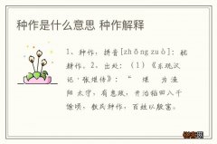 种作是什么意思 种作解释