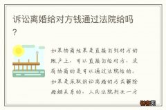 诉讼离婚给对方钱通过法院给吗？