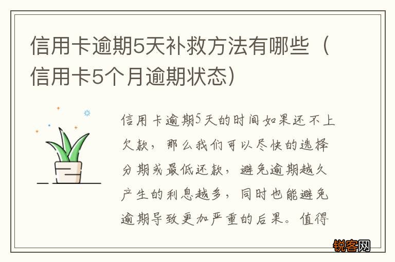 信用卡5个月逾期状态 信用卡逾期5天补救方法有哪些