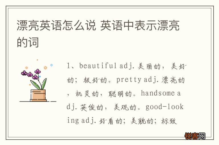 漂亮英语怎么说 英语中表示漂亮的词