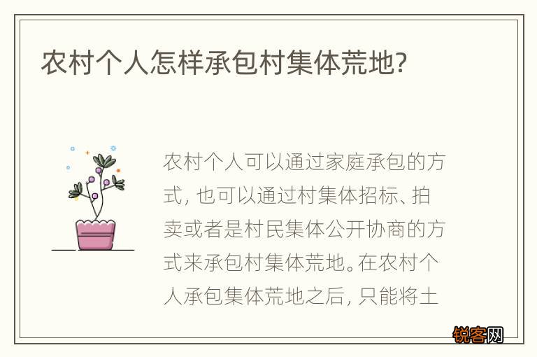 农村个人怎样承包村集体荒地？