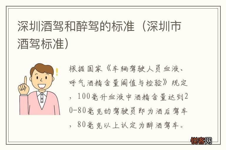 深圳市酒驾标准 深圳酒驾和醉驾的标准