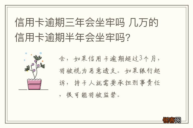 信用卡逾期三年会坐牢吗 几万的信用卡逾期半年会坐牢吗?