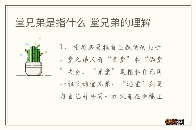 堂兄弟是指什么 堂兄弟的理解