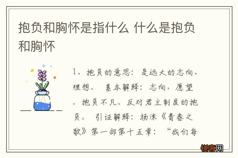 抱负和胸怀是指什么 什么是抱负和胸怀