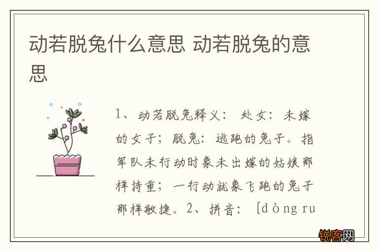 动若脱兔什么意思 动若脱兔的意思
