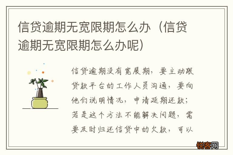 信贷逾期无宽限期怎么办呢 信贷逾期无宽限期怎么办