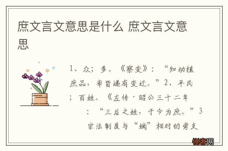 庶文言文意思是什么 庶文言文意思