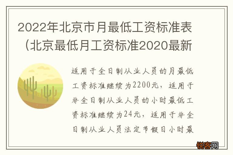 北京最低月工资标准2020最新 2022年北京市月最低工资标准表