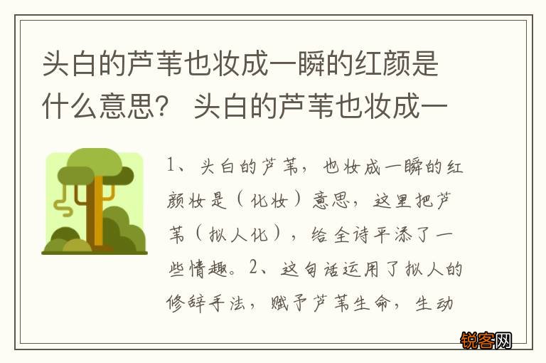 头白的芦苇也妆成一瞬的红颜是什么意思？ 头白的芦苇也妆成一瞬的红颜运用什么手法