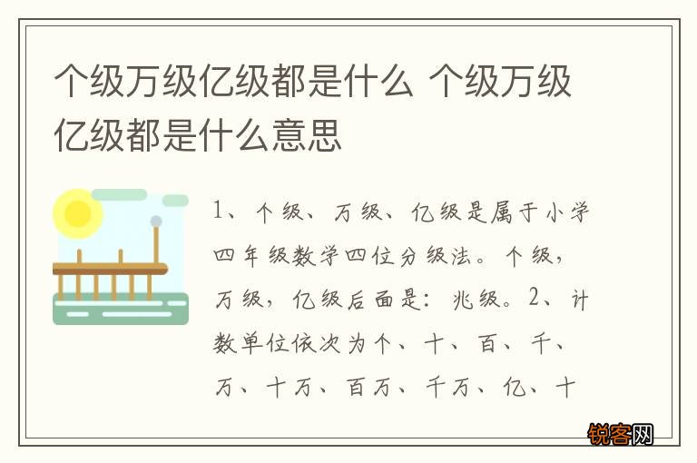 个级万级亿级都是什么 个级万级亿级都是什么意思