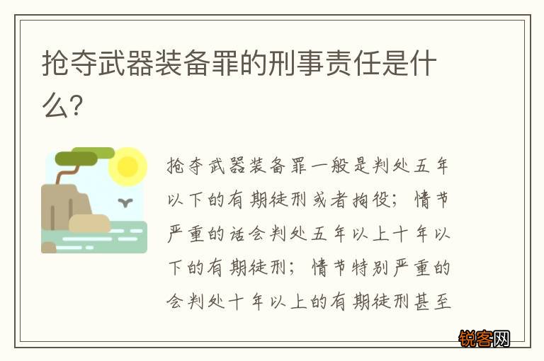 抢夺武器装备罪的刑事责任是什么？