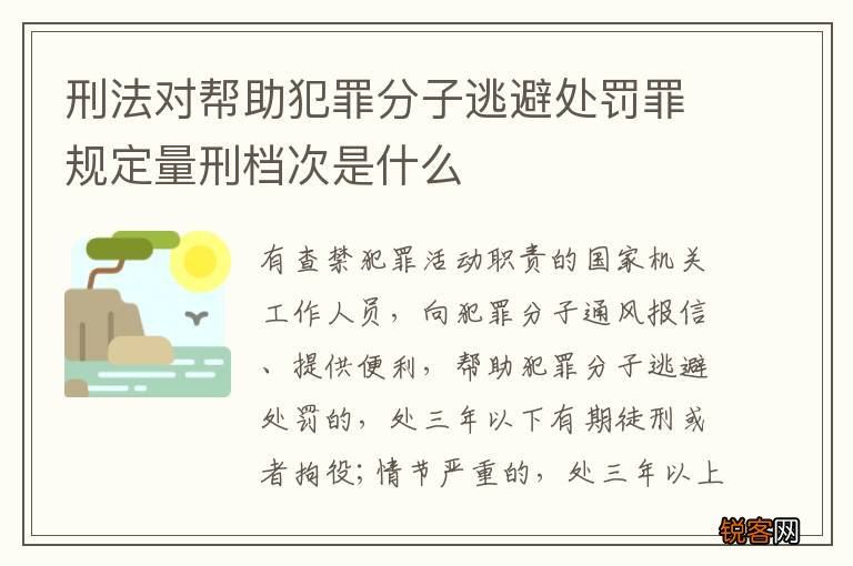 刑法对帮助犯罪分子逃避处罚罪规定量刑档次是什么