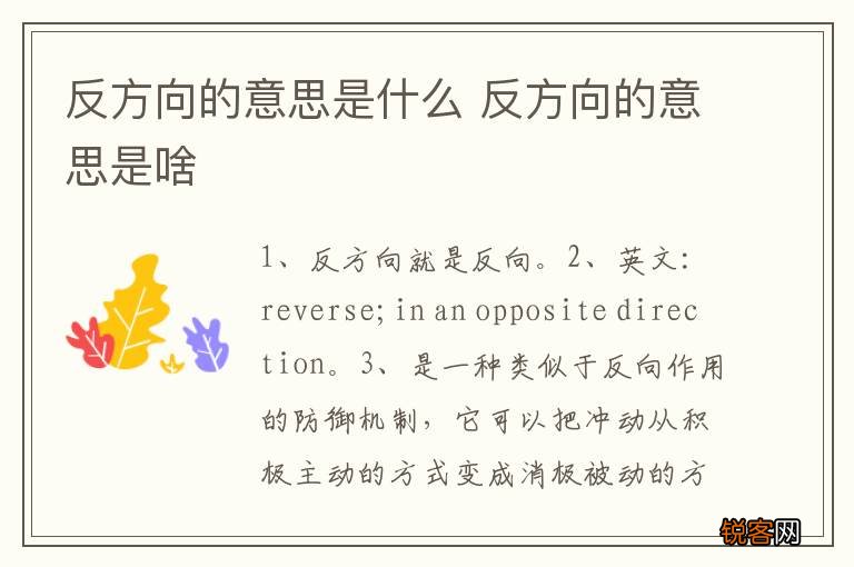 反方向的意思是什么 反方向的意思是啥