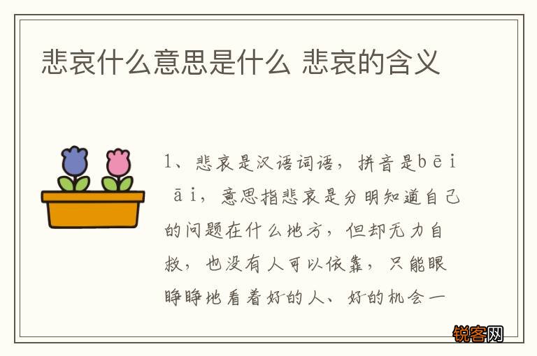 悲哀什么意思是什么 悲哀的含义