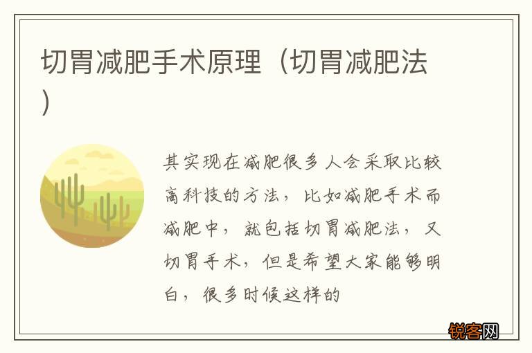 切胃减肥法 切胃减肥手术原理