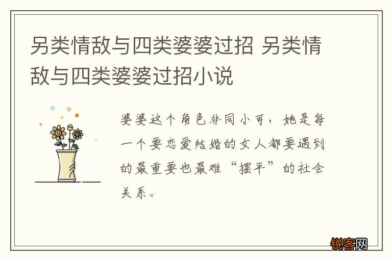 另类情敌与四类婆婆过招 另类情敌与四类婆婆过招小说