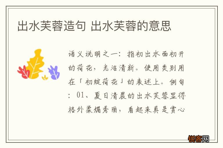出水芙蓉造句 出水芙蓉的意思