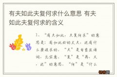 有夫如此夫复何求什么意思 有夫如此夫复何求的含义