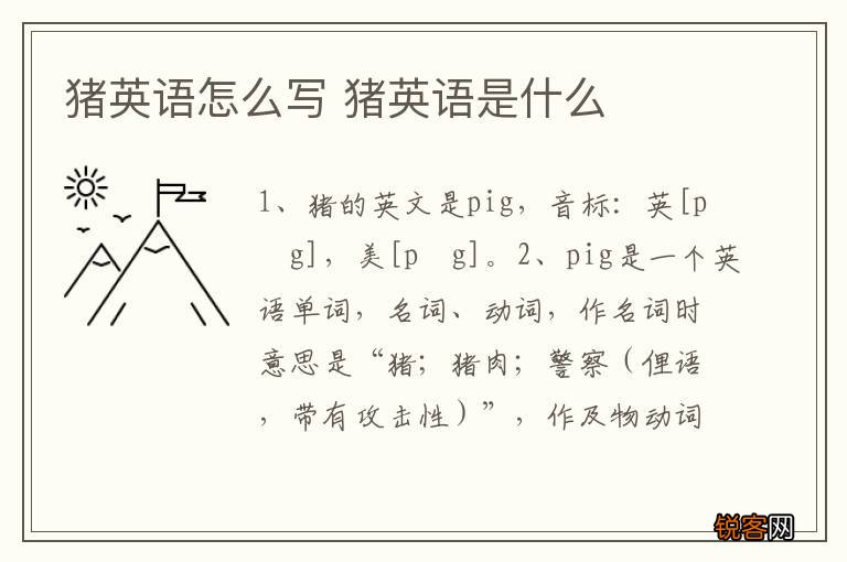 猪英语怎么写 猪英语是什么