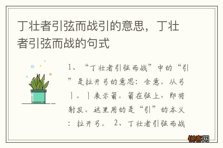 丁壮者引弦而战引的意思，丁壮者引弦而战的句式