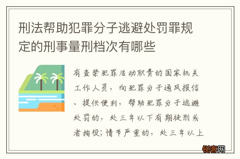 刑法帮助犯罪分子逃避处罚罪规定的刑事量刑档次有哪些