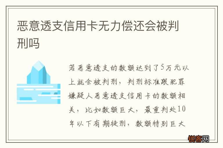 恶意透支信用卡无力偿还会被判刑吗