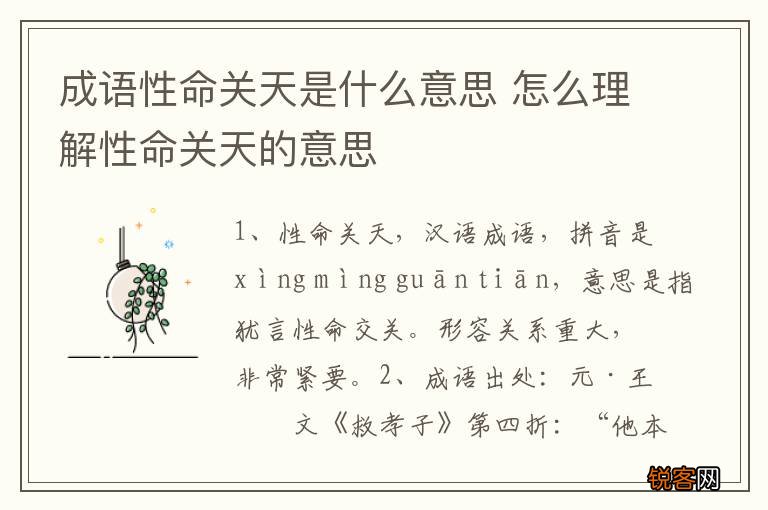 成语性命关天是什么意思 怎么理解性命关天的意思