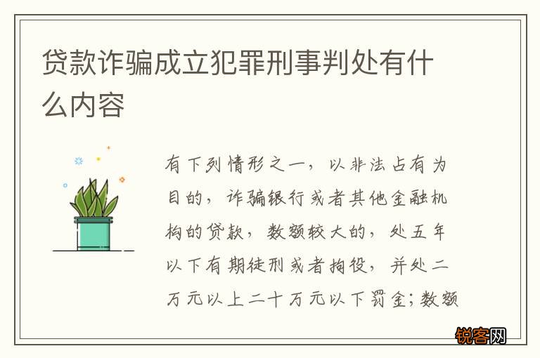 贷款诈骗成立犯罪刑事判处有什么内容