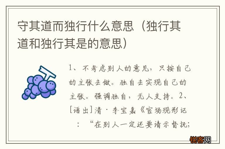 独行其道和独行其是的意思 守其道而独行什么意思