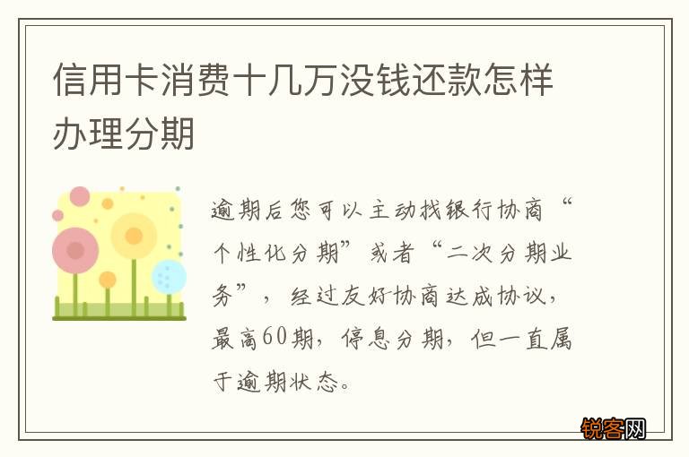 信用卡消费十几万没钱还款怎样办理分期