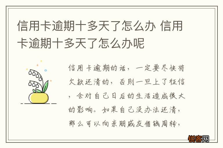 信用卡逾期十多天了怎么办 信用卡逾期十多天了怎么办呢