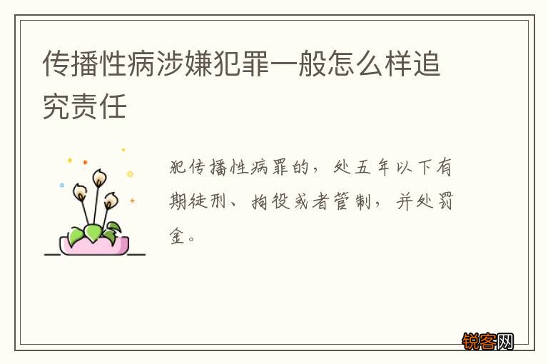 传播性病涉嫌犯罪一般怎么样追究责任