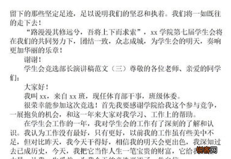部长竞选申请书