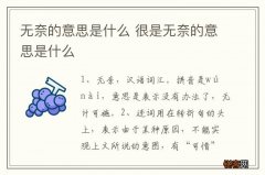 无奈的意思是什么 很是无奈的意思是什么