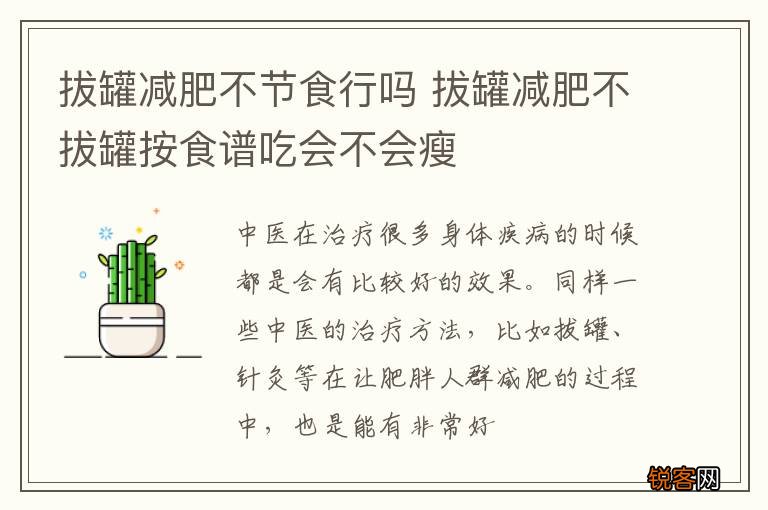拔罐减肥不节食行吗 拔罐减肥不拔罐按食谱吃会不会瘦