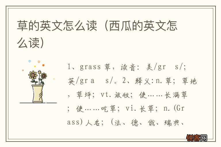 西瓜的英文怎么读 草的英文怎么读