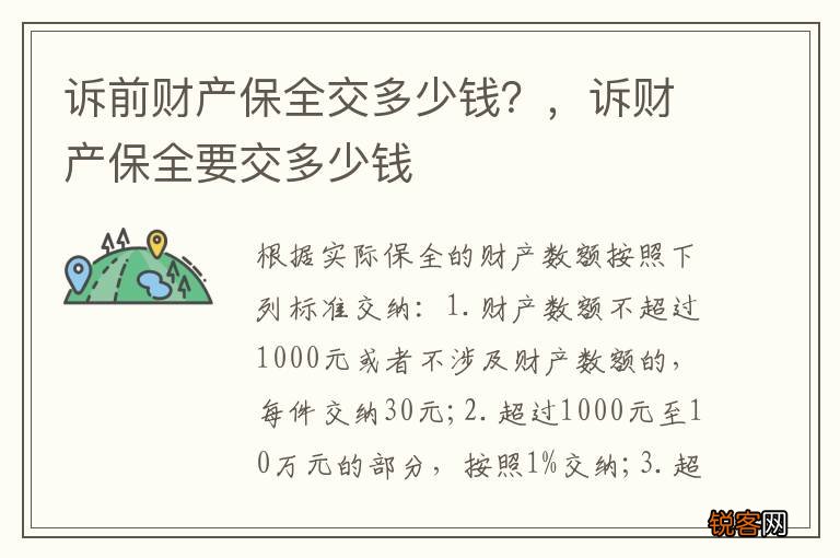诉前财产保全交多少钱？，诉财产保全要交多少钱