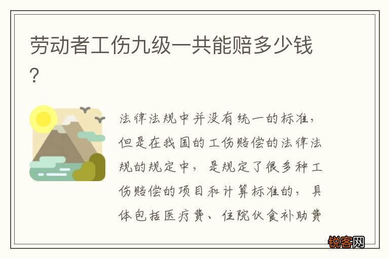 劳动者工伤九级一共能赔多少钱？