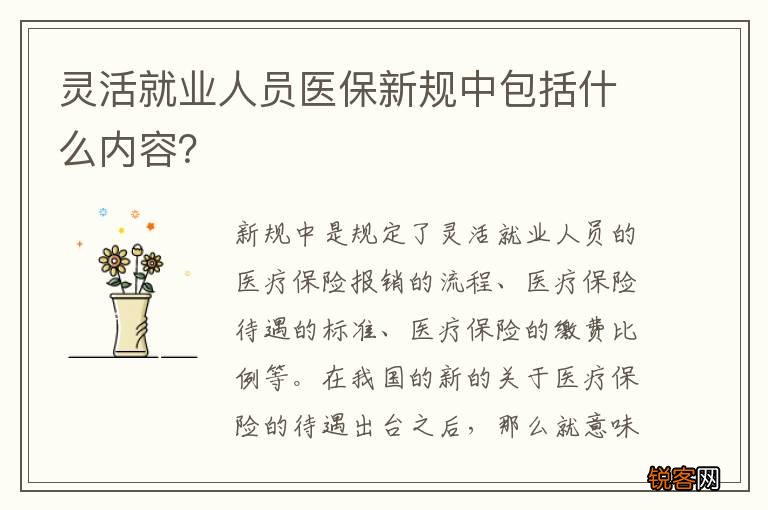 灵活就业人员医保新规中包括什么内容？