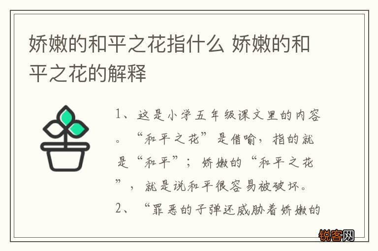 娇嫩的和平之花指什么 娇嫩的和平之花的解释
