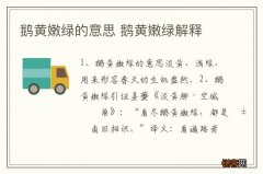 鹅黄嫩绿的意思 鹅黄嫩绿解释