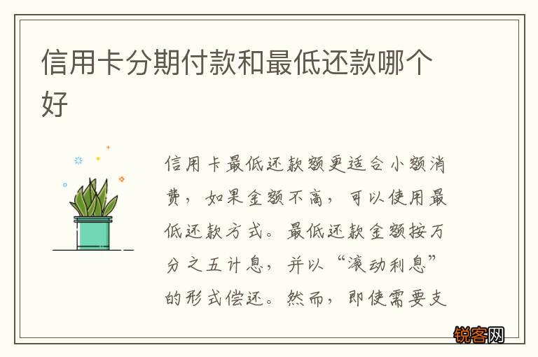 信用卡分期付款和最低还款哪个好